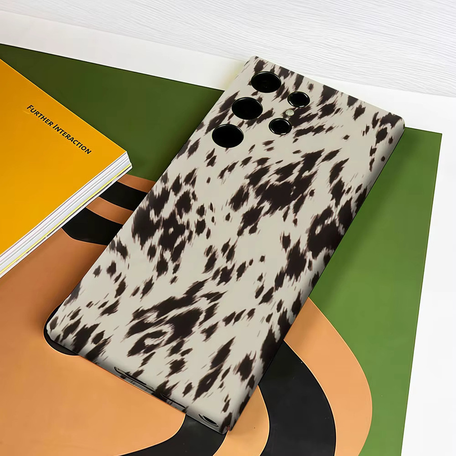 Aurbe Handyhülle für Samsung Galaxy S26 S25 S24 S23 Ultra Plus HD Hartschale in Schwarz und Creme Gesprenkelt Muster Doppelschicht-Folienhülle - Bild 5
