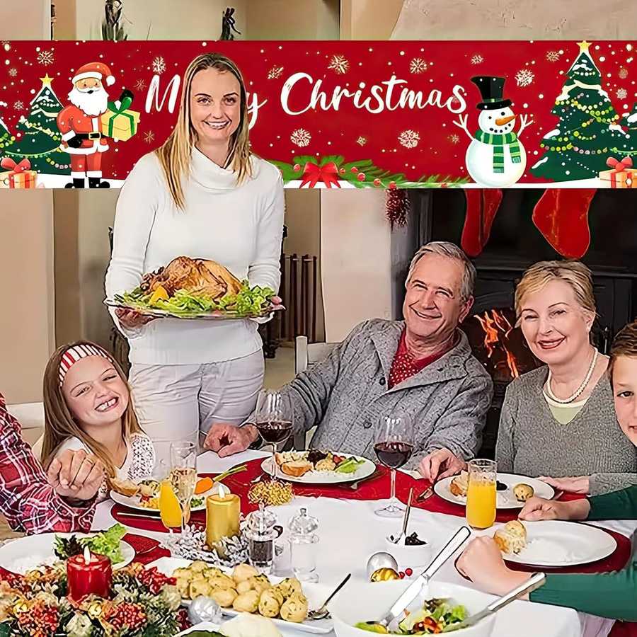 VIKAMA Weihnachts Banner mit Weihnachtsmann und Schneemann, Mehrfarbig, B/H: 180 x 35 cm - Bild 3