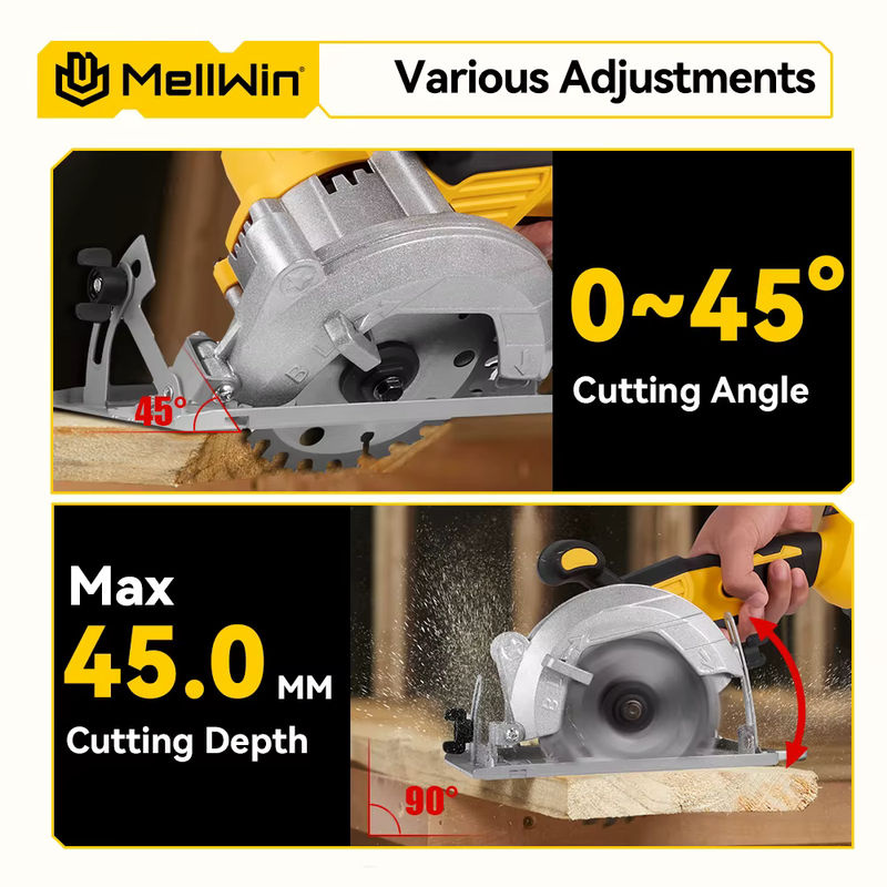 MELLWIN 5 Zoll bürstenlose elektrische Kreissäge Akku-Mehrwinkelsäge Holzbearbeitungs-Elektrowerkzeug-Set kompatibel mit Makita 18 V Akku-Pin - Bild 4