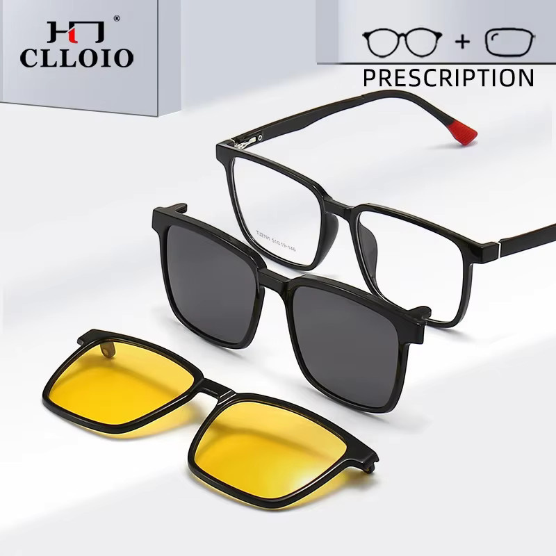 CLLOIO Clip-on Sonnenbrille, Vollrand, TR90, polarisiert, Unisex, black - Bild 2
