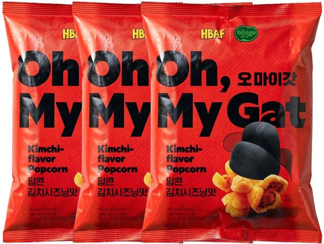 HBAF x bibigo Popcorn Kimchi Gewürz Geschmack 3 x 80 g - Bild 1