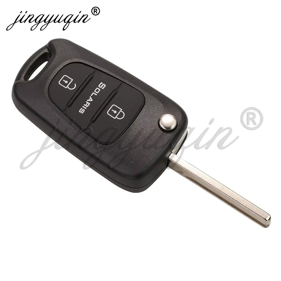 Jingyuqin Flip Autoschlüssel Shell Gehäuse in Schwarz für Kia Hyundai Picanto Morgen Sportage Accent Elantra Verna Solaris - Bild 3