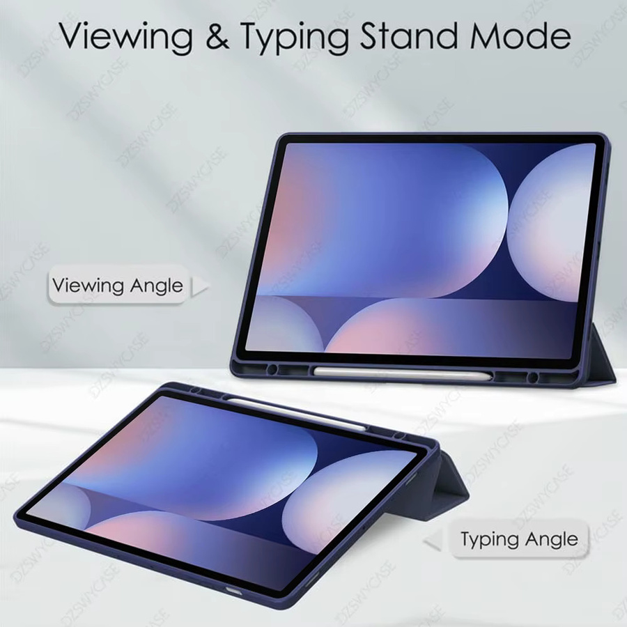 DZSWYCASE Schutzhülle für Samsung Galaxy Tab S10 Plus, S9 Plus und S9 FE 12,4 Zoll mit Stifthalter und Auto-Sleep/Wake-Funktion, dreifach faltbare Standhülle, Schwarz oder Blau - Bild 5