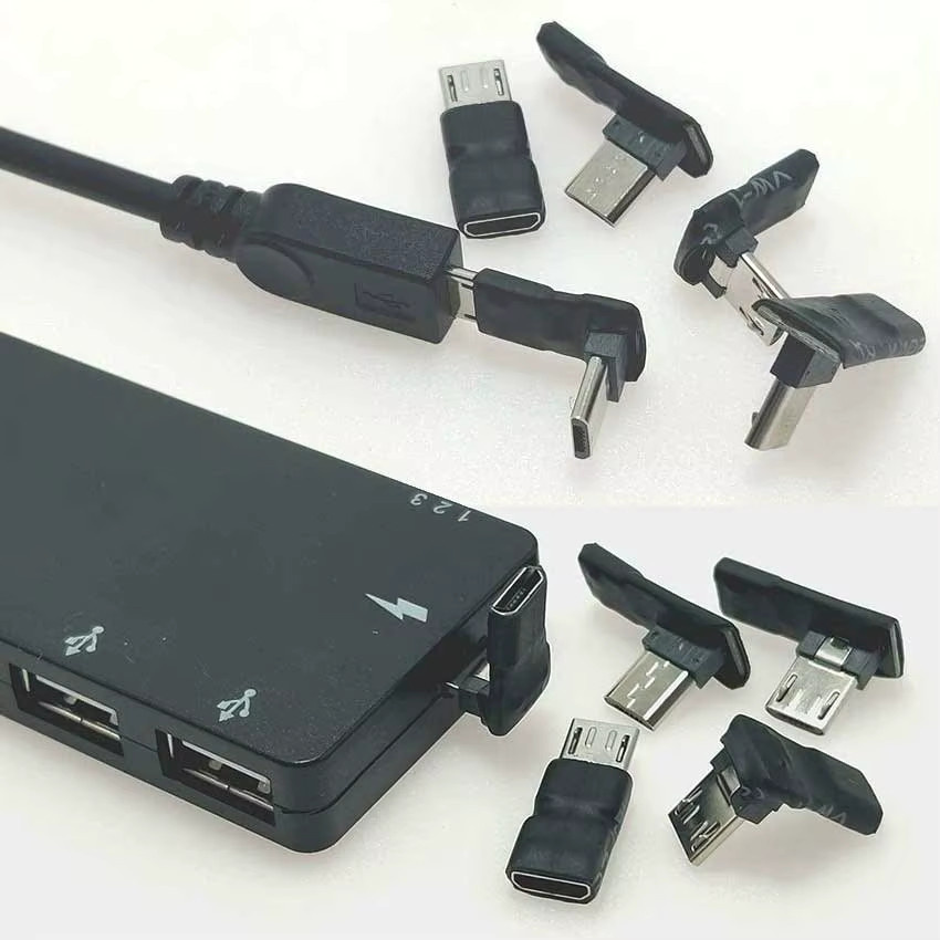 ChengHaoRan Micro-USB 90 Grad Winkel Adapter Stecker auf Buchse in Schwarz für Telefon und Tablet zur Datenübertragung und zum Laden - Bild 4