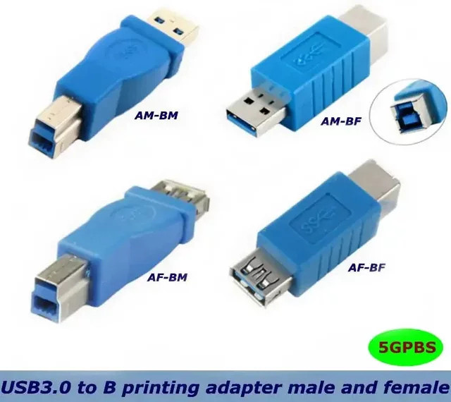 BSN USB 3.0 Adapter Typ A Stecker auf Typ B Buchse in Blau für Hochgeschwindigkeits-Datenübertragung von Scannern und Druckern - Bild 1