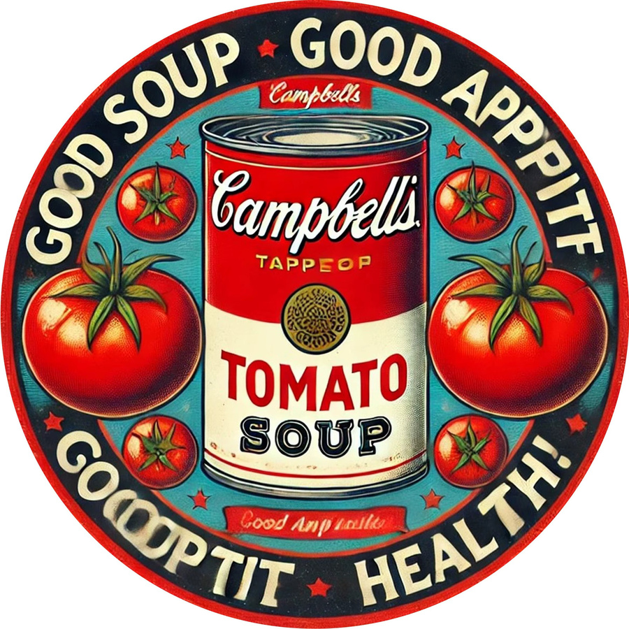 Potdemiel Vintage Campbell's Tomato Soup Rundes Metallschild Durchmesser: 20,3 cm - Bild 3