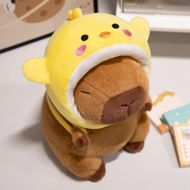 Yiran toy Capybara mit Tierhut, Plüschtier, 22cm, 4er-Set - Bild 1