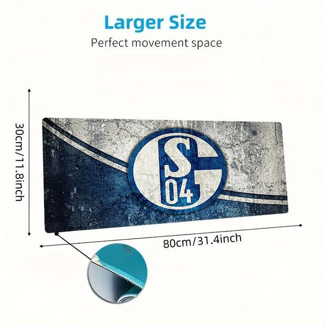 Lalilata Home Schalke 04 Gaming-Schreibtischmatte Blau, XXL-Mauspad mit genähten Kanten, B/T: 80 x 30 cm - Bild 1