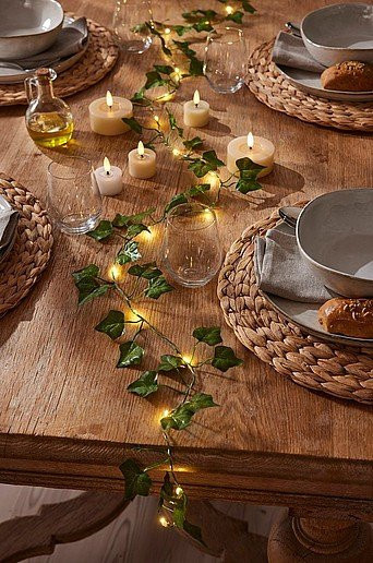 Jotex IVY LED Lichterkette mit Timer in Warmweiß und Grün im herbstlichen Design - Bild 1