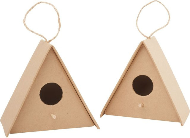 VBS Vogelhaus dreieckig in Beige aus Karton und Pappmaché - Bild 1