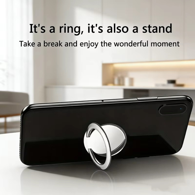 WSSHE Magnetischer Fingerring für Mobiltelefone, Ultradünner Telefonhalter mit 360 Grad Drehung in Silber - Bild 2