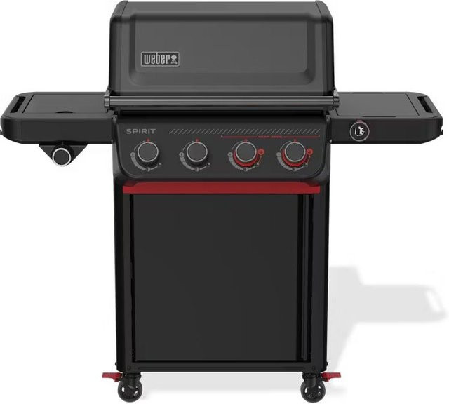 Weber Gasgrill Spirit EPX-435R Stealth Edition in Schwarz/Rot mit Drehspieß und porzellanemailliertem Gusseisen - Bild 1