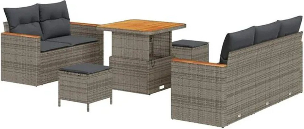 vidaXL Garten-Sofa-Set aus Poly-Rattan mit Kissen und Stauraum in Grau - Bild 1