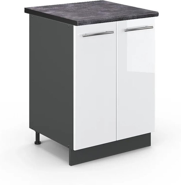 Vicco Küchenunterschrank Fame-Line in Weiß Hochglanz und Anthrazit mit Soft-Close-Türen, B/T/H: 60 x 60 x 82 cm - Bild 1