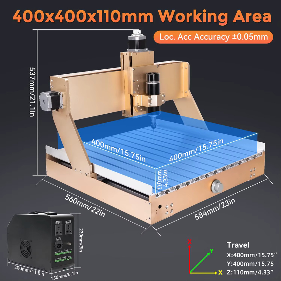 LUNYEE 4040 Turbo CNC-Fräsmaschine mit 500 W und Linearschiene, 3-Achsen-Graviermaschine für Holz, Acryl und Aluminium - Bild 5