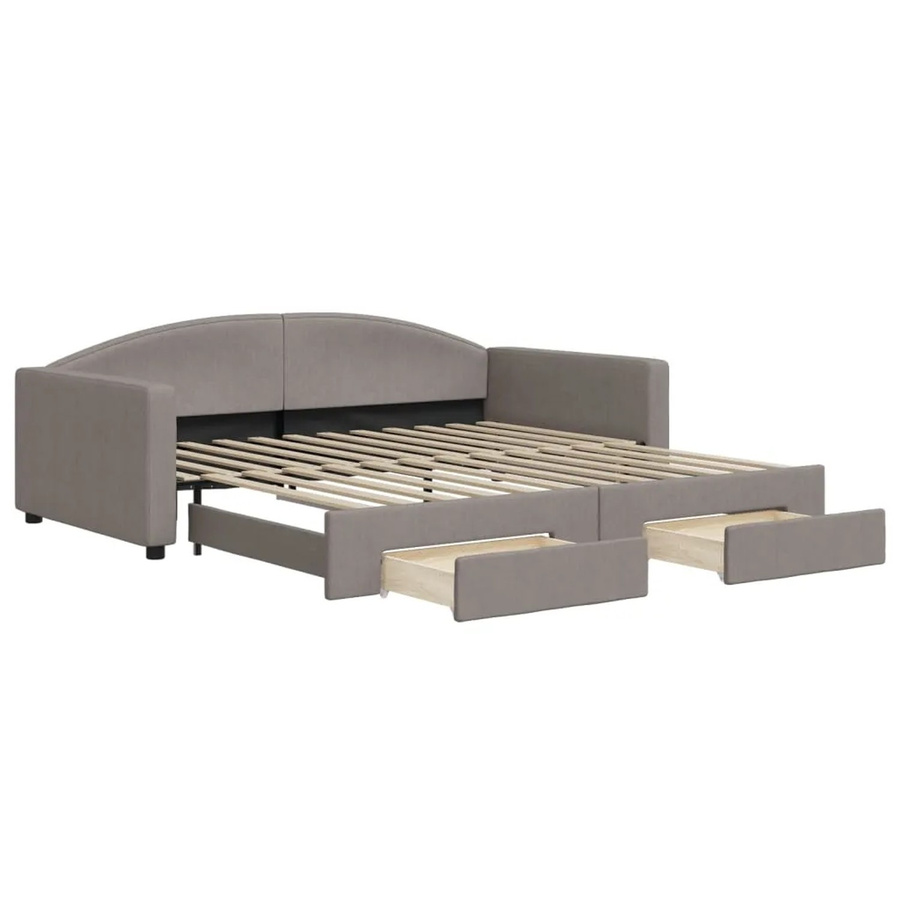 vidaXL Tagesbett ausziehbar mit Schubladen in Taupe, B/T: 100 x 200 cm - Bild 2