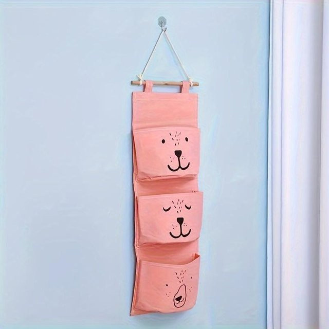 Mango Event Wandorganizer mit 3 Taschen im Tierdesign aus Stoff, Farbe: Rosa, B/T/H: 60 x 20 x 60 cm - Bild 1