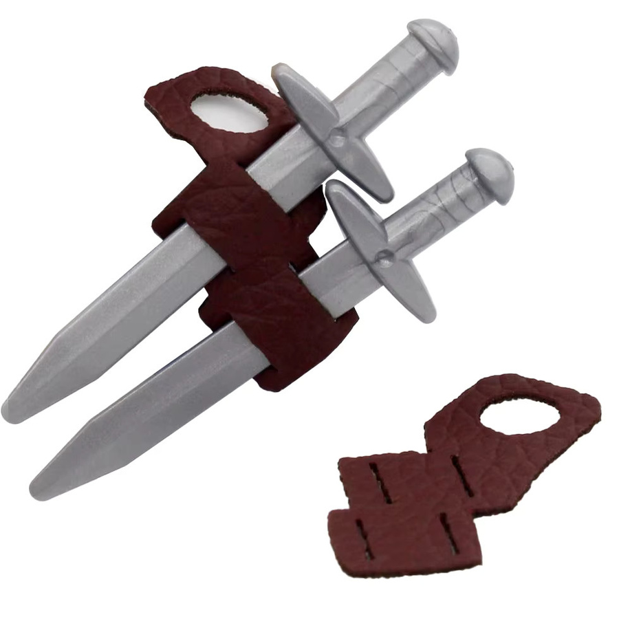 BRICKPANDA Ritter Bausteine Zubehör Set mit mittelalterlichen Militärschwertern und Gürtelscheide in Blau und Grau - Bild 2