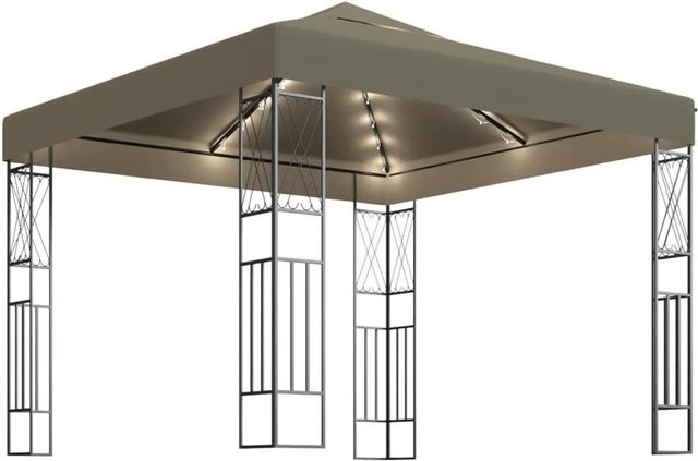 vidaXL Pavillon mit LED-Lichterkette in Beige aus Polyester und Stahl, B/T/H: 300 x 300 x 260 cm - Bild 1