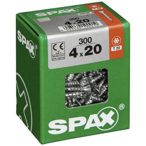 Spax Universalschraube Senkkopf Torx aus Stahl, silberfarben, 300 Stück, Durchmesser: 4 mm, Länge: 20 mm - Bild 2