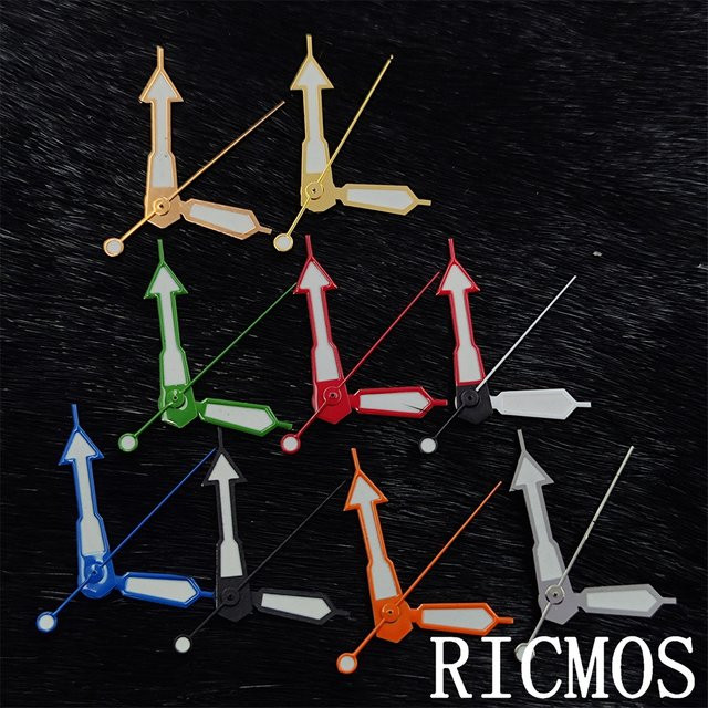 RICMOS Uhr Hände, Grün, Leuchtend, NH35 NH36 Ersatzteile - Bild 1