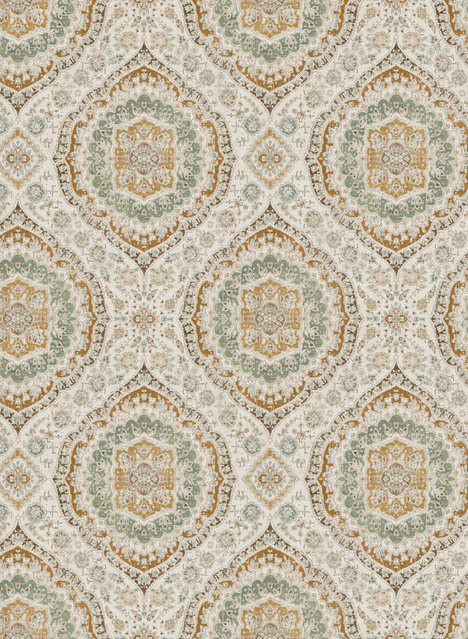 Nina Campbell Tapete Karabali Ornamentale Vlies Tapete in Ochre und Eucalyptus - Bild 1