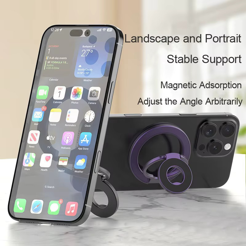 Doppelseitiger Magnetring-Halter für MagSafe, abnehmbarer Fitness-Handygriff mit Ständer für iPhone, Farbe: Weiß - Bild 2