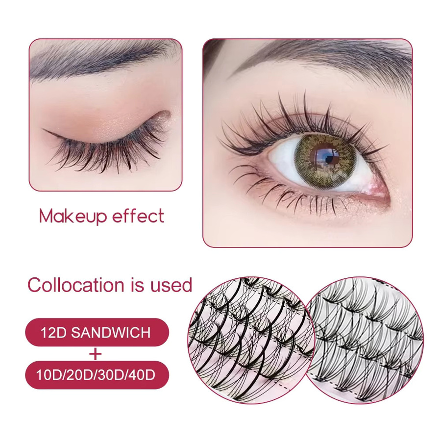 FADVAN Wimpernverlängerung, 5-reihig, Heat Cluster Bonded, C/D Curl, schwarz - Bild 2