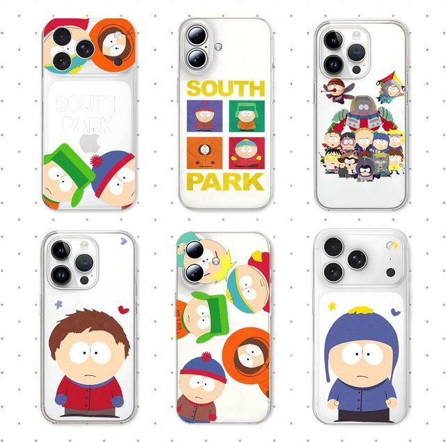 Mesuca Cartoon S-SouthS P-Park Handyhülle für iPhone 17 16 15 14 13 12 Pro Max Plus XR XS X Transparente Stoßfeste Silikonhülle - Bild 1
