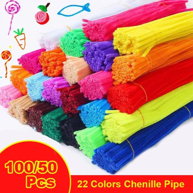 100 Stück Chenille-Pfeifenreiniger in 22 Farben für Kinder-Bastelprojekte und Dekorationen, Durchmesser: 0,6 cm, Länge: 30,48 cm - Bild 1