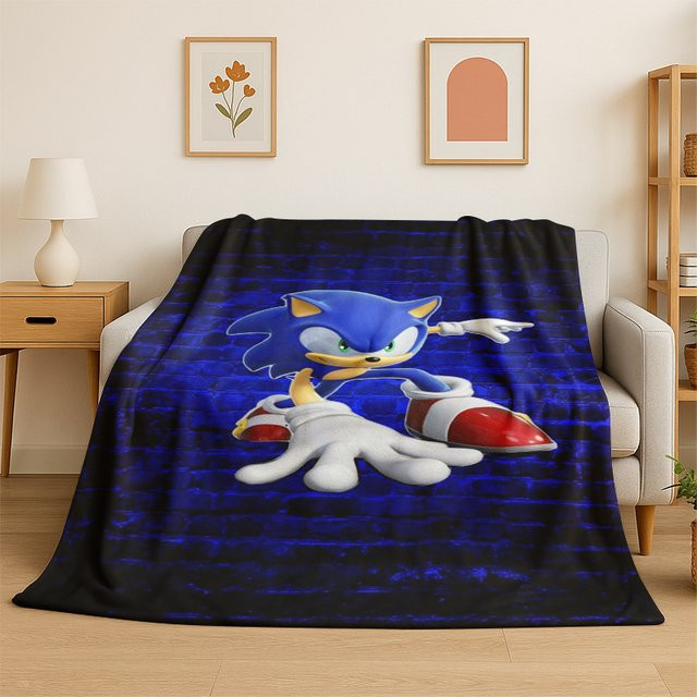 Potdemiel S-Sonic Cartoon Flanell-Decke, weiche und warme Überwurfdecke in Multicolour, Unisex - Bild 1