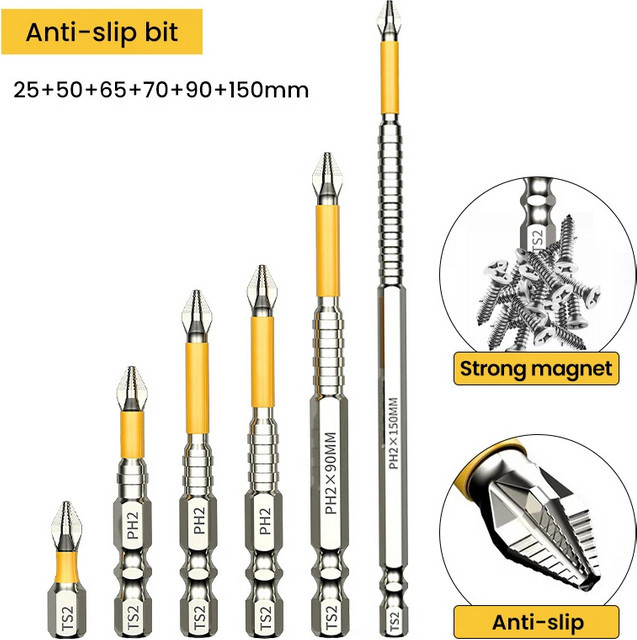 Rutschfester PH2 Magnetischer Kreuzschraubendreher-Bit für Handwerkzeuge in verschiedenen Längen von 25 mm bis 150 mm - Bild 1
