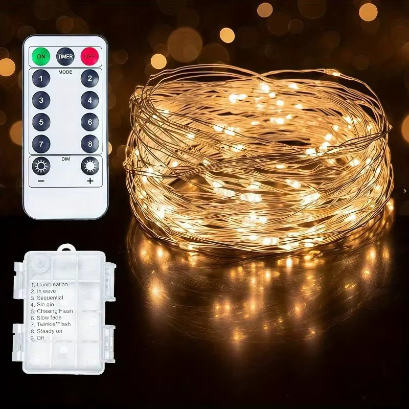 OKAL RED EAST LED Außenbeleuchtung mit Kupferdraht, batteriebetrieben, 8 Beleuchtungsmodi für Garten, Balkon und Dekoration - Bild 2