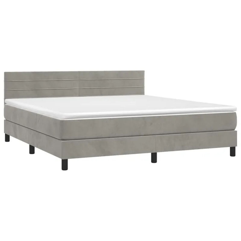 Vidaxl Kontinentalbett mit Matratze und LED in Grau aus Samt, B/T: 180 x 200 cm - Bild 3