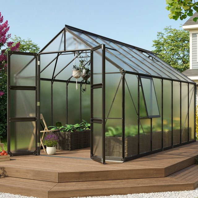 Vitavia Gewächshaus Olymp 11500 Schwarz mit Polycarbonat und Fundamentrahmen - Bild 1