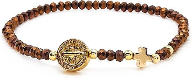 KKBEAD Armband, Jesus Kreuz, Perlen, Kristall, Damen, brown - Bild 1