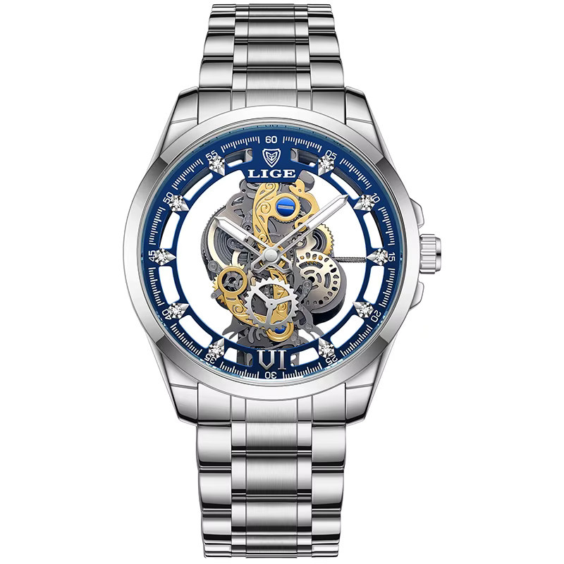 LIGE Armbanduhr Quarz, Edelstahl, Blau, Herren - Bild 6