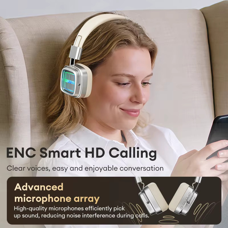 Lenovo LS117 Ambient Infinity Mirror Wireless Bluetooth Kopfhörer HiFi Stereo E-Sport Headset in Schwarz - Bild 2