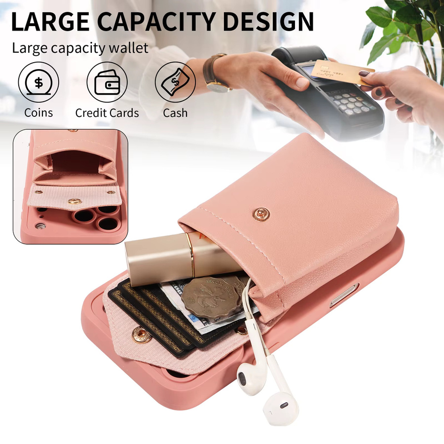 Sturzsichere Leder-Handyhülle für Samsung Android Smartphones mit Kartenfächern und Bargeldfach in Schwarz oder Pink - Bild 5