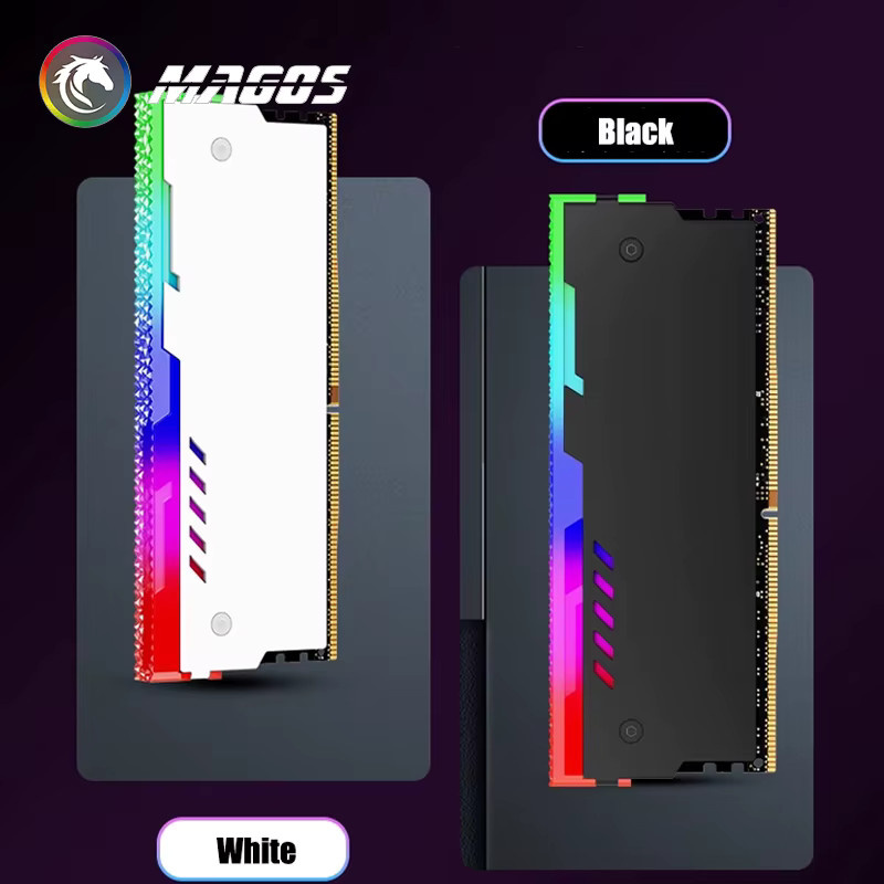 Flying Elephant Ram-Kühlkörper RGB 5V adressierbare Speicherkühler für DDR5 DDR4 DDR3 ECC, 2er Packung, Schwarz/Weiß - Bild 5
