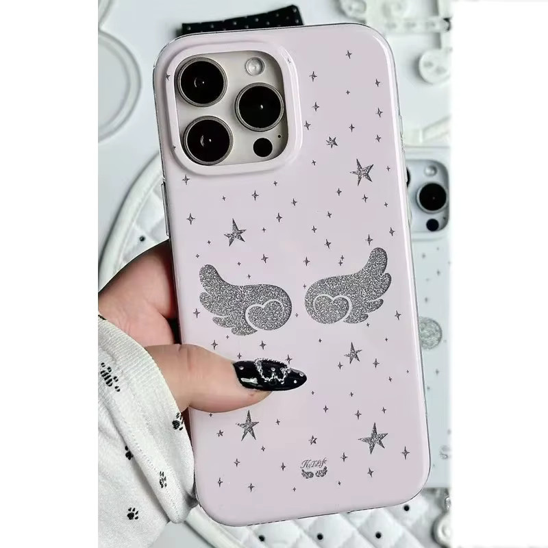 Koreanische Ins Star Wings Handyhülle für Samsung Galaxy S26 S25 S24 S23 S22 S21 FE Ultra Plus 4G 5G mit Feder-Textur Rückseiten-Cover - Bild 2