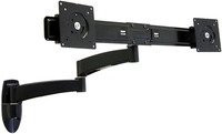Ergotron 200 Series Dual Monitorarm Wandmontage für zwei Displays bis 22 Zoll, Schwarz - Bild 1