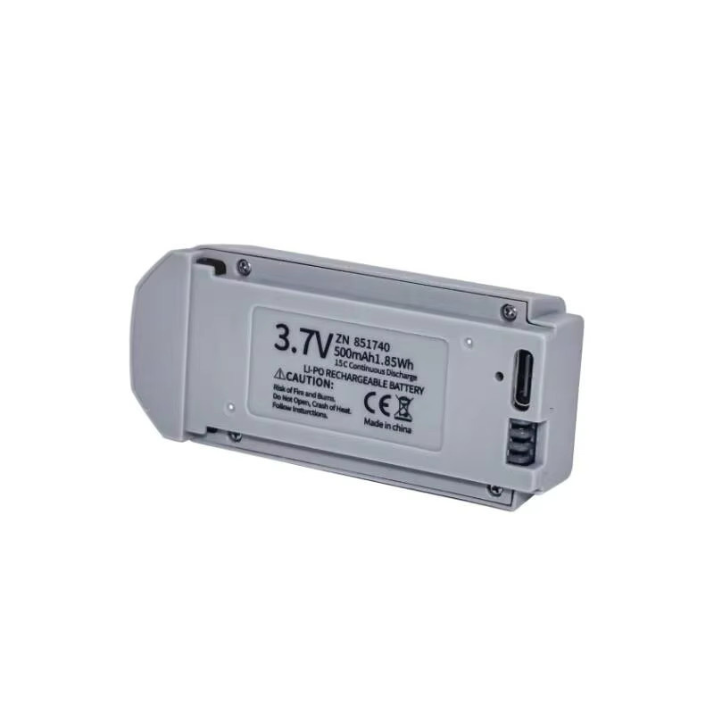 VSVAW E69 Mini-Drohnen-Akku, 3,7V 500mAh Ersatzakku für bürstenlose Fotografie-Drohnen, Grau - Bild 2