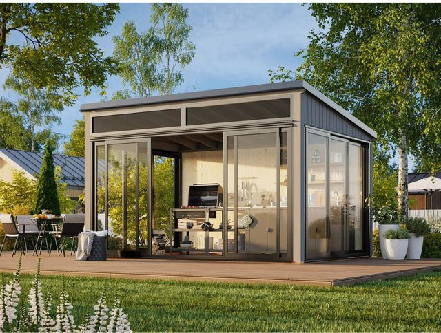 Palmako Holz-Gartenhaus Saga Slide Plus mit Pultdach in Dunkelgrau B/T/H: 420 x 297 x 210 cm - Bild 1