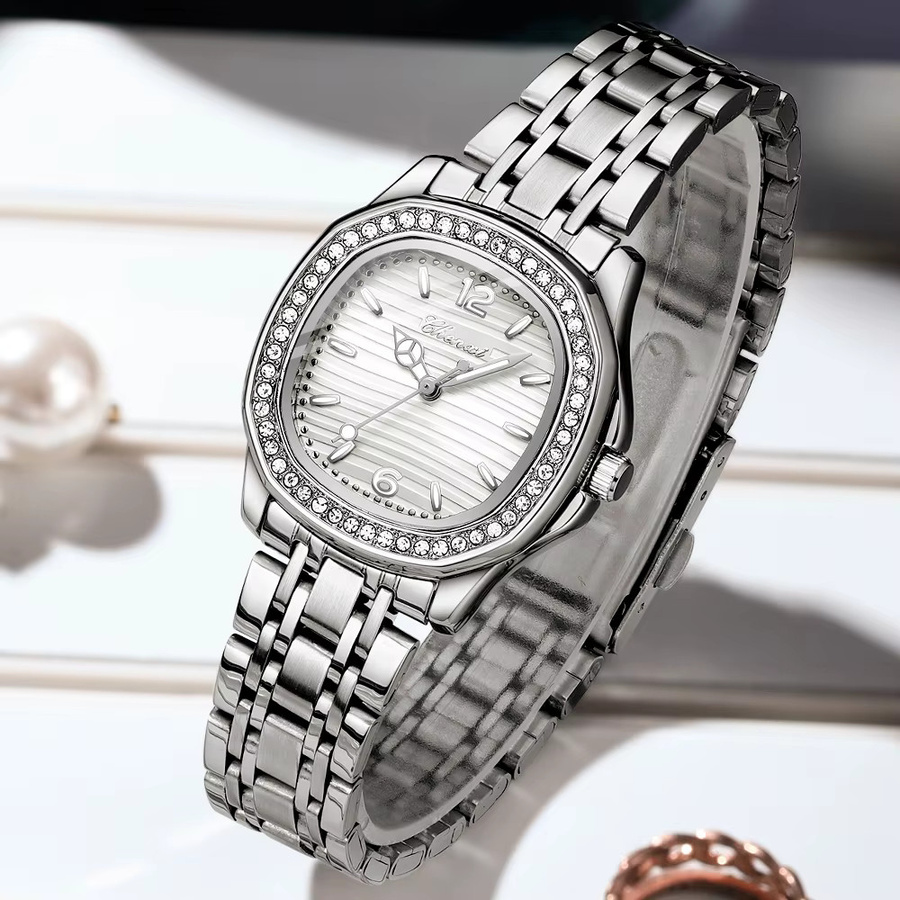 CHENXI Armbanduhr Edelstahl, Quarz, Eckig, Schwarz, Damen - Bild 1