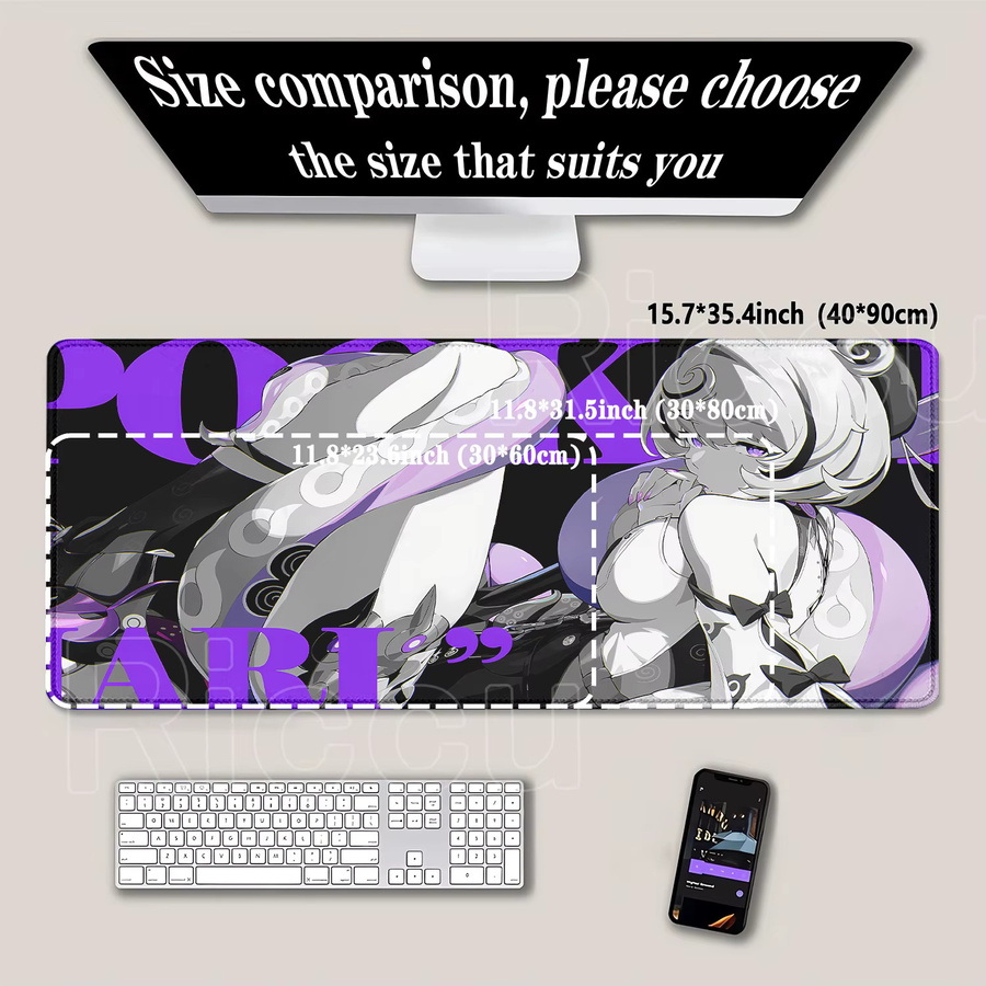 Zenless Zone Zero ZZZ Anime Mousepad Riccu Schwarz-Weiß Große Gaming-Schreibtischunterlage mit HD-Druck - Bild 2