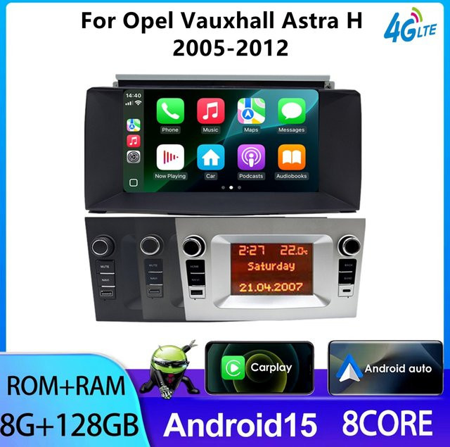 7-Zoll Auto-GPS-Navigationssystem mit Wireless Carplay Multimedia Autoradio für Vauxhall Opel Astra H 2006-2012 in Schwarz - Bild 1