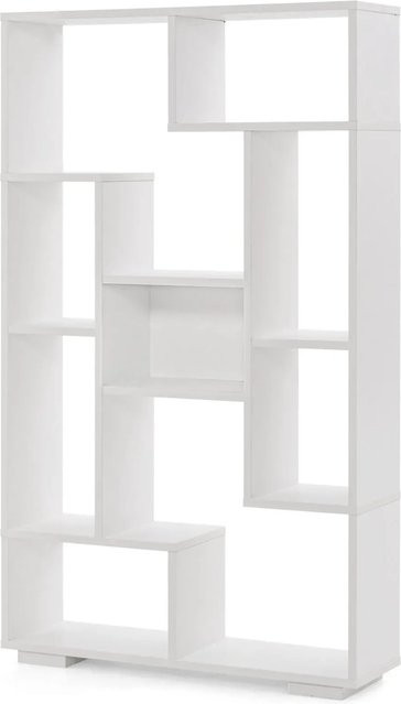 Costway Bücherregal mit 9 Fächern in Weiß, modernes Standregal mit geometrischem Design für Wohnzimmer, Schlafzimmer oder Home Office, B/T/H: 120 x 30 x 70 cm - Bild 1