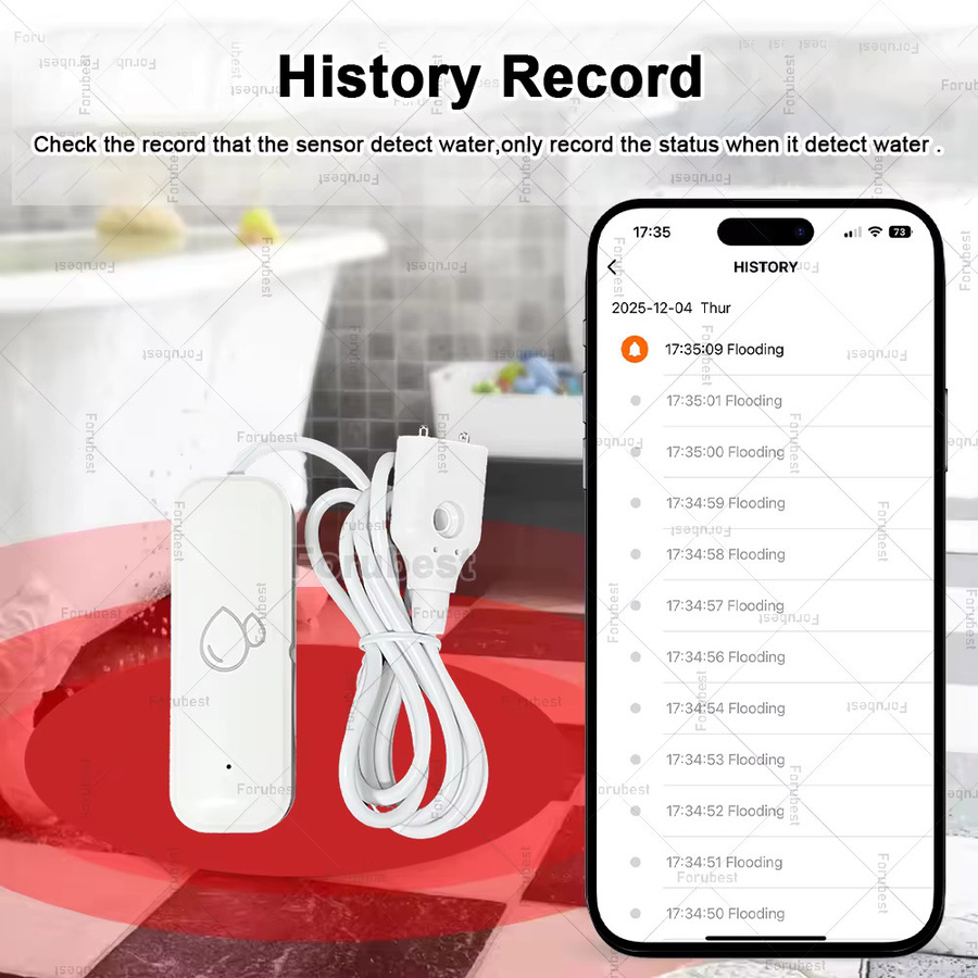 Tuya Smart Zigbee Wassersensor in Weiß zur Hochwasser- und Leckage-Erkennung mit App-Fernüberwachung und Home Assistant Unterstützung - Bild 4