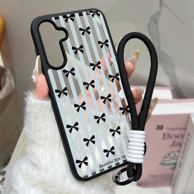 Samsung Handyhülle mit Schleifenmuster und Lanyard für Galaxy S25 Ultra S24 S23 A55 A54 A36 A16 in Multicolour - Bild 1